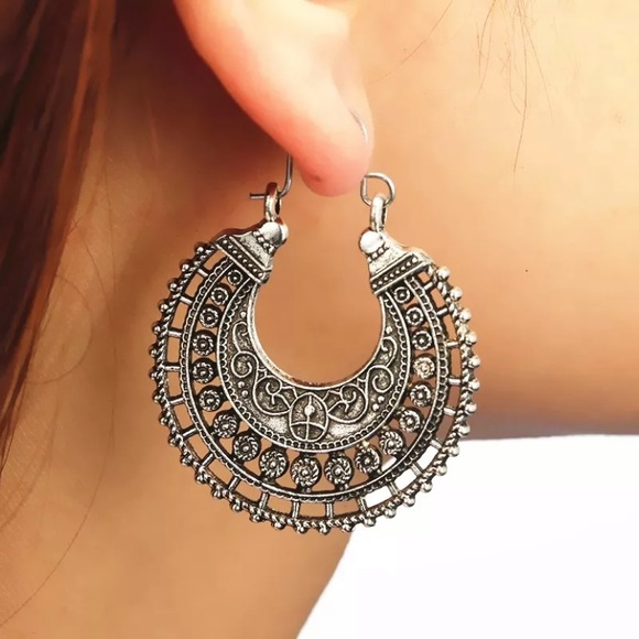 Jewelry - 5/$25 Silver Filigree Antique Statement Earrings